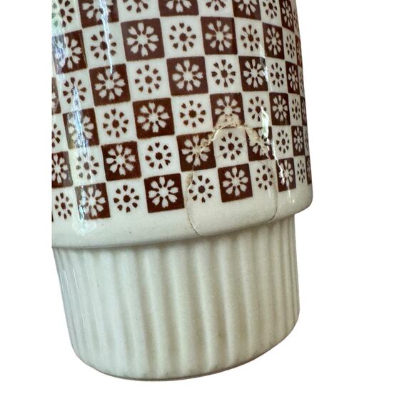 MCM Brown Checkered Daisy VTG 4 Stackable Mugs USA Made McCoy (?) READ NOTE - Picture 6 of 8